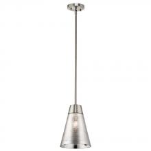 Kichler 43792NI - Rowland 11.5&#34; 1 Light Mini Pendant with Striated Mirrored Glass in Brushed Nickel