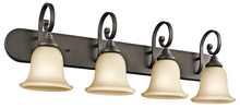 Kichler 45056OZ - Monroe 36&#34; 4 Light Vanity Light with Light Umber Etched Glass in Olde Bronze®