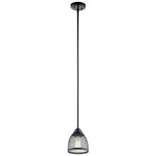 Kichler 52272BK - Voclain 7.75&#34; 1 Light Mini Pendant with Mesh Shade in Black