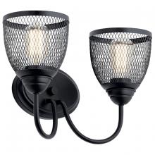 Kichler 55042BK - Voclain 16" 2 Light Vanity Light with Mesh Shade in Black