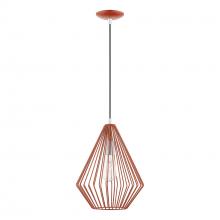 Livex Lighting 41325-72 - 1 Light Shiny Red with Polished Chrome Accents Pendant
