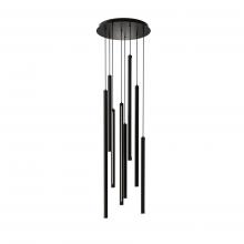 DALS Lighting PDLED120-8-BK - Black 8 Light Round CCT LED Duo-Light Cylinder Pendant Cluster