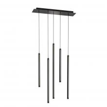 DALS Lighting PDLED120-5SQ-BK - Black 5 Light Square CCT LED Duo-Light Cylinder Pendant Cluster