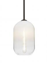 Besa Lighting 1TT-OMEGA12WH-EDIL-BR - Besa, Omega 12 Stem Pendant, White/Clear, Bronze Finish, 1x4W LED Filament