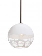 Besa Lighting 1TT-ROCKYWH-LED-BR - Besa, Rocky Stem Pendant, White, Bronze Finish, 1x9W LED