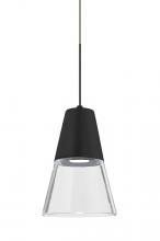 Besa Lighting 1XP-TIMO6BC-LED-BR - Besa, Timo 6 Cord Pendant,Clear/Black, Bronze Finish, 1x9W LED