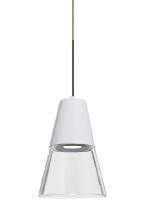 Besa Lighting 1XP-TIMO6WC-LED-BR - Besa, Timo 6 Cord Pendant,Clear/White, Bronze Finish, 1x9W LED