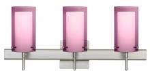 Besa Lighting 3SW-A44007-LED-SN-SQ - Besa Pahu 4 Wall With SQ Canopy 3SW Transparent Amethyst/Opal Satin Nickel 3x5W LED