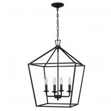 Worldwide Lighting Corp E80001-001 - Charleston 4-Light Matte Black Finish Linear Pendant Light W18&#34; X D18&#34; X 25&#34;H