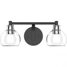 Worldwide Lighting Corp E20067-005 - Jinky 2-Light Black Vanity Light With Clear Globe Shades And Brushed Nickel Accents W16&#34; X D6” X