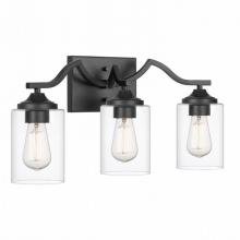 Worldwide Lighting Corp E20131-001 - Tarantuga 3-Light Black Vanity Light With Prismatic Clear Glass Shades 6.25&#34; X 21&#34; X 10.25&#