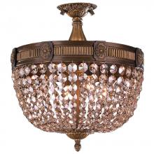 Worldwide Lighting Corp W33353B16-GT - Winchester 4-Light Antique Bronze Finish and Golden Teak Crystal Semi Flush Mount Ceiling Light 16 i