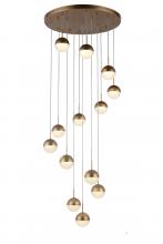 Worldwide Lighting Corp W33816MG22 - Phantasm 32.5-Watt Matte Gold Finish Integrated LEd Iced Opal Acrylic Cascade Pendant Light 3000K 22