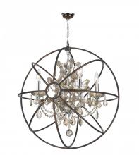 Worldwide Lighting Corp W83190C24-GT - Armillary 4-Light dark Bronze Finish and Golden Teak Crystal Foucault&#39;s Orb Chandelier 24 in. Di