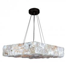 Worldwide Lighting Corp W83813F18 - Pompeii Collection 5 Light Flemish Brass Finish and Natural Quartz Square Pendant 18&#34; L x 18&#34