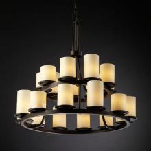 Justice Design Group CNDL-8767-10-AMBR-DBRZ - Dakota 21-Light 2-Tier Ring Chandelier