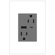 Legrand ARTRUSB156ACM4 - Adorne® 15A Tamper-Resistant Ultra-Fast USB Type-A/C Outlet, Magnesium