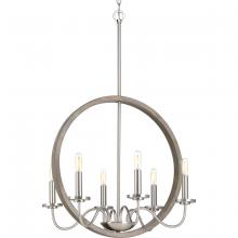 Progress P400081-009 - Fontayne Collection Six-Light Brushed Nickel Farmhouse Chandelier Light