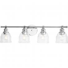 Progress P300376-015 - Ambrose Collection Four-Light Farmhouse Polished Chrome Clear Glass Bath Vanity Light