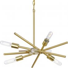 Progress P400108-012 - Astra Collection Six-Light 22&#34; Satin Brass Modern Chandelier