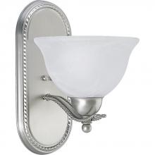 Progress P3266-09 - Avalon Collection One-Light Brushed Nickel Alabaster Glass Traditional Bath Vanity Light