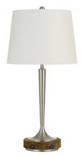 CAL Lighting BO-2778TB - 28.5&#34; Height Metal Table Lamp in Brushed Steel and Wood Finish