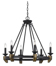 CAL Lighting FX-3517/6 - 26.5&#34; Height Metal and Wood Chandelier in Warm Bronze Finish