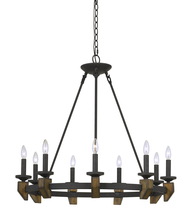 CAL Lighting FX-3517-9 - 31&#34; Height Metal and Wood Chandelier in Warm Bronze Finish