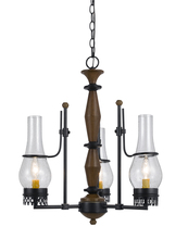 CAL Lighting FX-3564/3 - 23&#34; Inch Tall Metal Chandelier in Metal Wood Finish