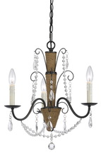 CAL Lighting FX-3592-3 - 24.25&#34; Inch Tall Metal and Crystal Chandelier in Rattan and Crystal Finish