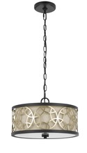 CAL Lighting FX-3661-2 - 14.5&#34; Height 2 in 1 Metal Pendant Chandelier in Black with Antique Brass Accents