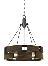 CAL Lighting FX-3670-3 - 28&#34; Height Metal Chandelier in Smoky Wood Finish