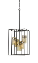 CAL Lighting FX-3680-5 - 39.75&#34; Heigh Metal Pendant with Glass Shades in Black/Antique Brass Finish