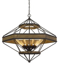 CAL Lighting FX-3702-9 - 33.5&#34; Height Pine Wood and Metal Fixture in Wood and Black Finish