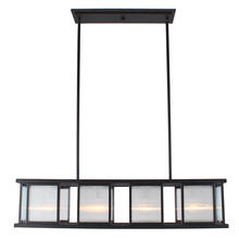 Eglo 203726A - 4x60W Linear Pendant w/ Black & Brushed Nickel Finish w/ Reeded Glass