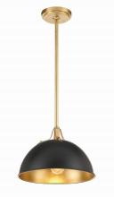 Crystorama SOT-18013-MK-GA - Soto 1 Light Matte Black + Antique Gold Mini Pendant