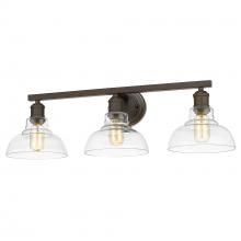 Golden 0305-BA3 RBZ-CLR - Carver 3 Light Bath Vanity in Rubbed Bronze with  Clear Glass Shade