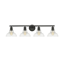Golden 0305-BA4 BLK-CLR - Carver 4-Light Bath Vanity in Matte Black with Clear Glass Shades