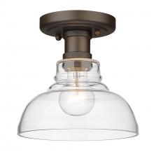Golden 0305-FM RBZ-CLR - Carver RBZ Flush Mount in Rubbed Bronze with Clear Glass Shade
