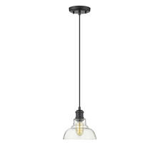 Golden 0305-S BLK-CLR - Carver 1-Light Pendant in Matte Black with Clear Glass Shade