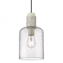 Golden 1086-S BLK-HCG - Pedra Small Pendant in Matte Black with Hammered Clear Glass