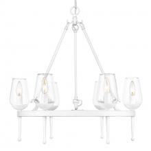 Golden 1210-6 TWP - Regent 6 Light Chandelier in Textured White Plaster with Clear Glass Shade