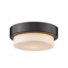Golden 1270-09 BLK - Multi-Family 9&#34; Flush Mount in Matte Black with Opal Glass