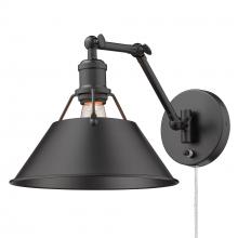 Golden 3306-A1W BLK-BLK - Orwell BLK 1 Light Articulating Wall Sconce in Matte Black with Matte Black shade