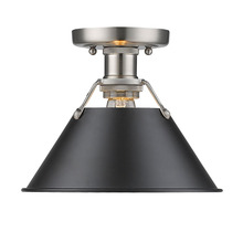 Golden 3306-FM PW-BLK - Orwell PW Flush Mount in Pewter with Matte Black shade