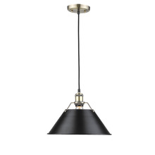 Golden 3306-L AB-BLK - Orwell AB Large Pendant - 14&#34; in Aged Brass with Matte Black shade