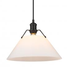 Golden 3306-L BLK-OP - Orwell BLK Large Pendant - 14&#34; in Matte Black with Opal Glass