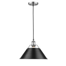 Golden 3306-L PW-BLK - Orwell PW Large Pendant - 14&#34; in Pewter with Matte Black shade