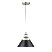 Golden 3306-M AB-BLK - Orwell AB Medium Pendant - 10&#34; in Aged Brass with Matte Black shade