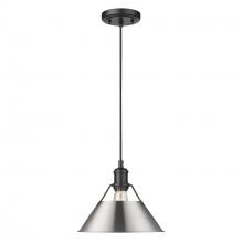 Golden 3306-M BLK-PW - Orwell BLK Medium Pendant - 10&#34; in Matte Black with Pewter shade